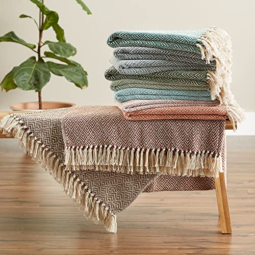 DII Diamond Throw Collection Cotton Woven, 50x60, Cinnamon - color: Cinnamon, size: 50x60"