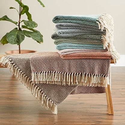 DII Diamond Throw Collection Cotton Woven, 50x60, Jadeite - color: Jadeite, size: 50x60"