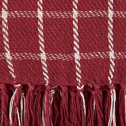 DII Transitional Checked Plaid Woven Throw, 50x60, Barn Red - color: Barn Red, size: 50x60"