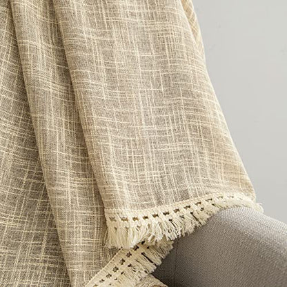 Beda Home Tassel Linen Textured Swag Curtain Valance, Taupe, 36 x 63 in - color: Taupe, size: 36"W x 63"L (Pack of 2)