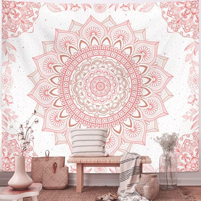 Apdidl Pink Boho Wall Tapestry for Bedroom,Mandala Bohemian Tapestries Girl - color: Boho Pink Tapestry, size: 79"L x 60"W
