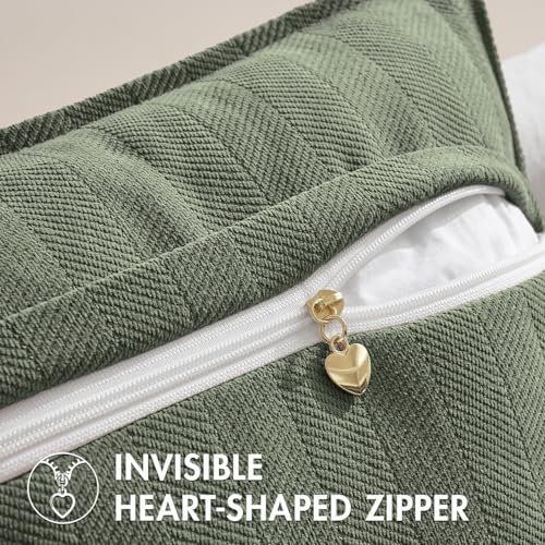MIULEE Pack of 2 Army Green Euro Shams Chenille Pillow Covers 24x24 Inch - color: Army Green, size: 24" x 24" (Pack of 2)