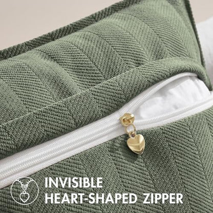 MIULEE Pack of 2 Army Green Euro Shams Chenille Pillow Covers 22x22 Inch - color: Army Green, size: 22" x 22" (Pack of 2)