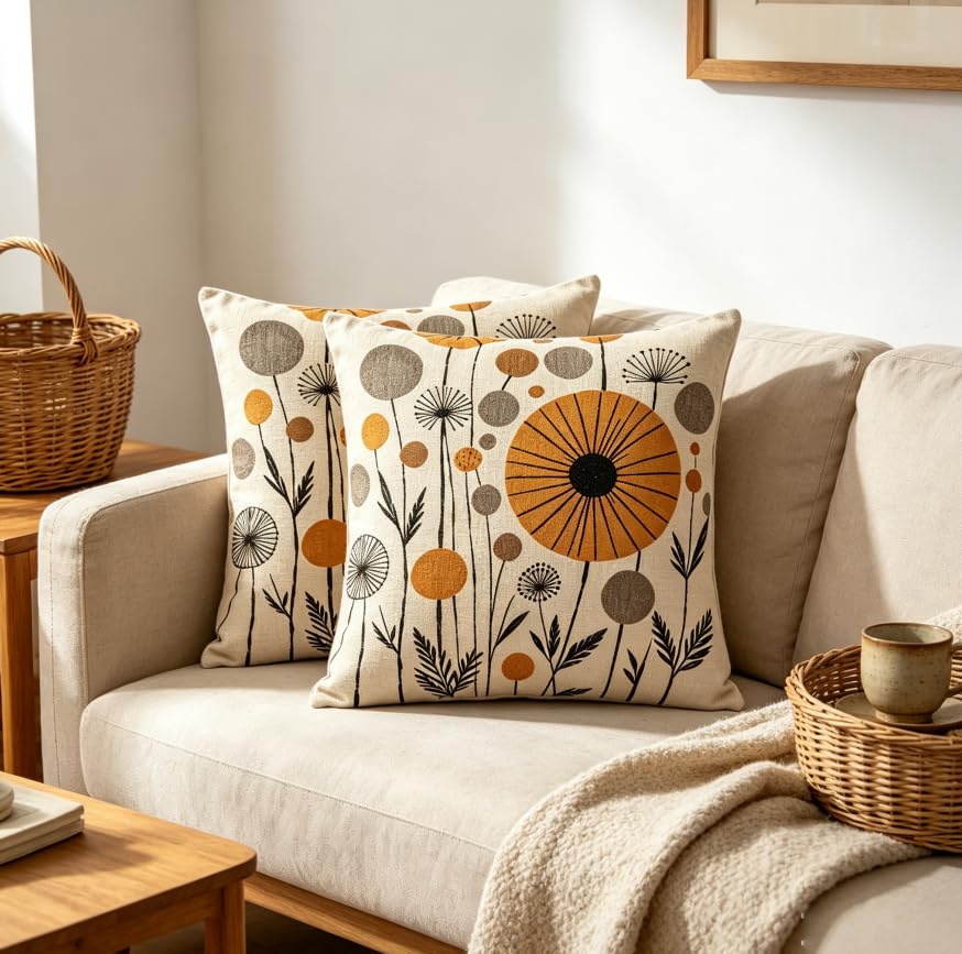 18x18 Inch Mid Century Neutral Throw Pillow Covers Set of 2 - color: A20017, size: 18" x 18" (Pack of 2)