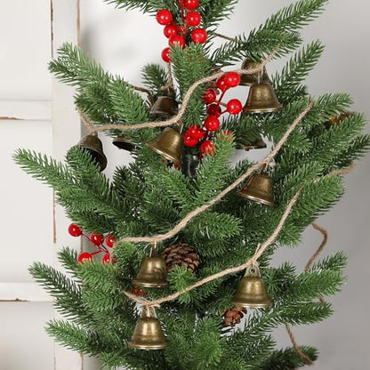 Christmas Decorations-Rustic Bells Garland for Xmas Tree Mantel Window Fireplace Home Wall Decor