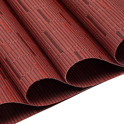 SHACOS Small Round Table Placemats Set of 4 Wedge Placemats Burgundy Red Heat Resistant Table Mats Wipe Clean (4, Burgundy Red) - color: Burgundy Red