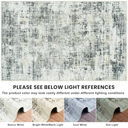 5x7 Washable Area Rug for Living Room Bedroom: Non-Slip Modern Black Gray - color: Black Gray/Gold, size: 5' x 7' (Rectangular)