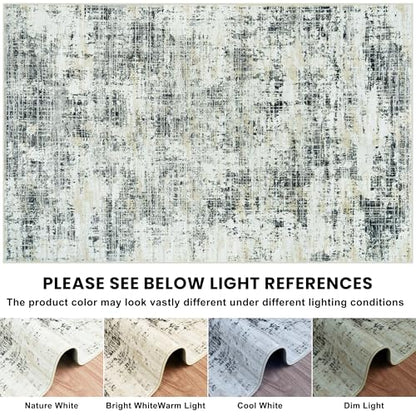 5x7 Washable Area Rug for Living Room Bedroom: Non-Slip Modern Black Gray - color: Black Gray/Gold, size: 5' x 7' (Rectangular)