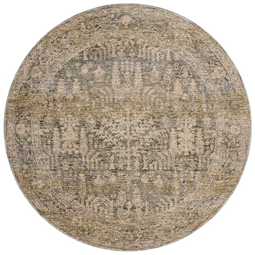 Loloi Magnolia Home Junie Moss/Natural 5'-3" x 5'-3" Round Area Rug - color: Moss / Natural, size: 5'3" (Round)