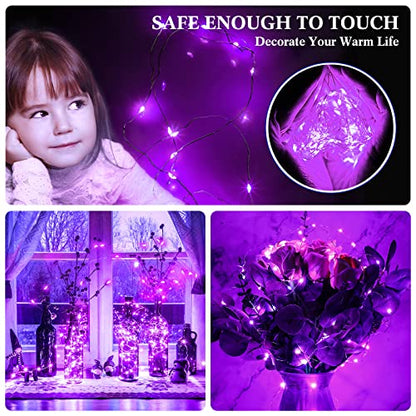 Hortsun 100 Pack Battery Operated Fairy Lights 7 ft 20 LED, Purple - color: Purple Light