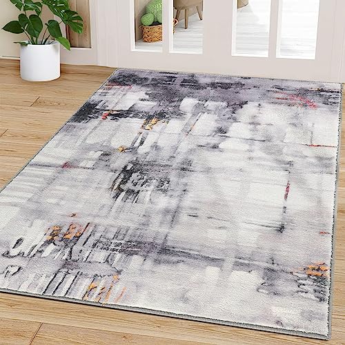 CRISTGEE Door Mat, Front Indoor Door Mat Faux Wool Non-Slip Entryway Rug Absorbent Abstract Throw Rug for Indoor Entrance Hallway Laundry Room, High Traffic Areas, 47X71 Inches, Washable - color: Multi Color, size: 3'11" x 5'11" (Rectangular)