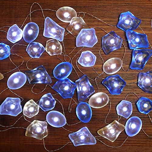 WSgift Sea Glass String Lights, Beach Theme Decorative Lights 19 Ft 40 LED USB Plug-in with Remote and Timer for Indoor Outdoor Tent Wedding Nursery Bedroom Party Birthday - color: Cold white LED Seaglass