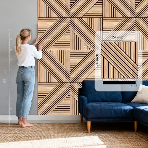 WoveN SounD Acoustic Wall Panels, Natural Oak, 8 Pack, 23.6x23.6 in - color: Natural Oak, size: Geometric Locus