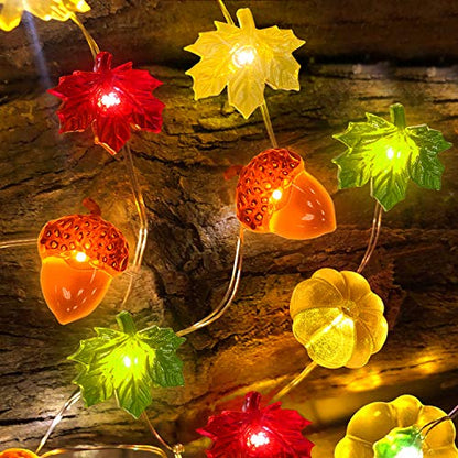 20LED/6.56Ft 3D Fall Lights Pumpkin Thanksgiving Fall Decorations for Home