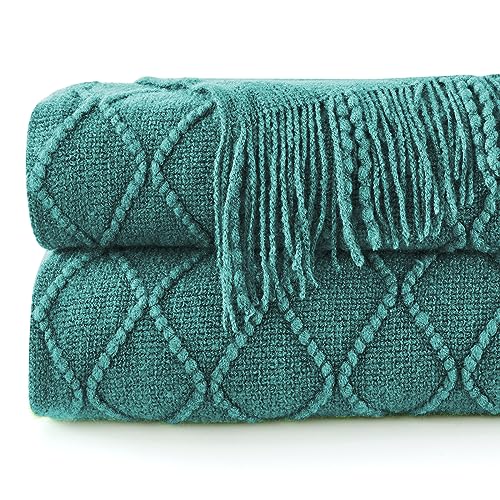 inhand Blue Knitted Throw Blanket for Couch and Bed, 60"x80" - color: Blue, size: 60"x80"