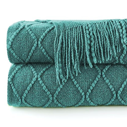 inhand Blue Knitted Throw Blanket for Couch and Bed, 60"x80" - color: Blue, size: 60"x80"