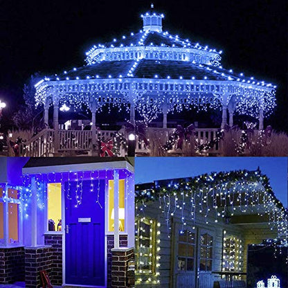 Christmas Icicle Lights Outdoor,300 LED 33FT Hanging String Lights - color: Blue White