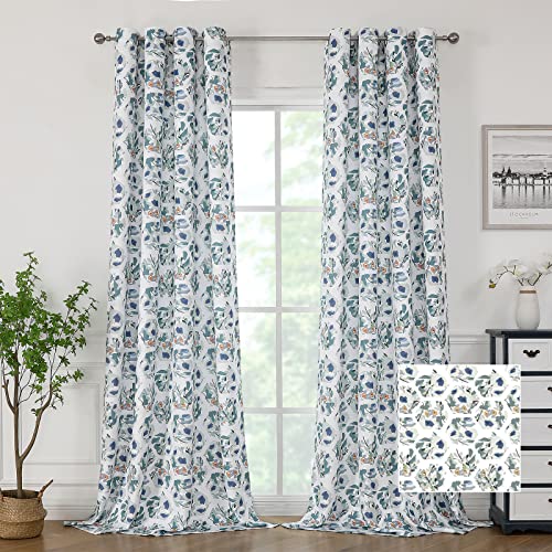 Joydeco Green Floral Curtains 96 Inches Long for Bedroom 2 Panels, Room Darkening Curtains Patterned Panels for Living Room with Grommet, 80% Blackout Botanical Printed Drapes(Hexagon Green-95) - color: Hexagon Green, size: 52"W x 96"L (Pack of 2)