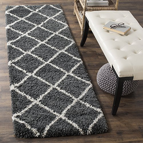 SAFAVIEH Hudson Shag Runner Rug 2'3"x6', Soft Dark Grey & Ivory SGH281G - color: Dark Grey/Ivory, size: 2'3" x 6' (Runner)