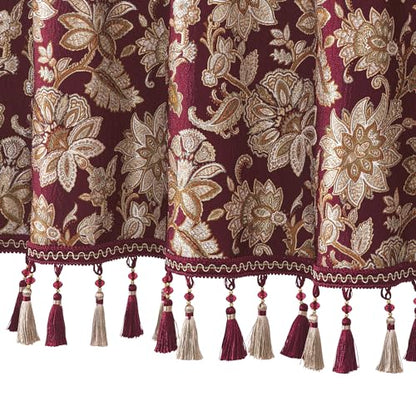 Loom and Mill Elegant Damask Floral Valances for Windows, Rusty Red,54"x18" - color: Rusty Red