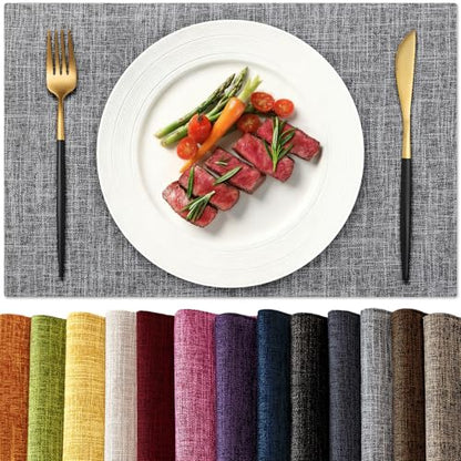KXN Placemats Set of 4, Durable Dual-Layer Fabric Table Mats, Light Gray - color: Light Gray