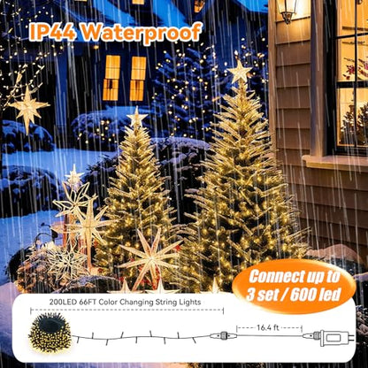LitHome Color Changing Christmas String Lights Connectable, 66Ft 200 LED - color: Green Wire, size: 200LED / 66FT