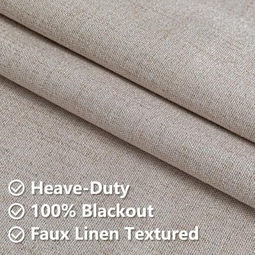100% Blackout Curtains 84 inch Length Faux Linen (W52 x L84, Beige) - color: Beige, size: 52"W x 84"L (Pack of 2)