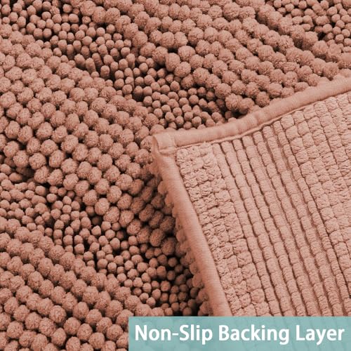 Turquoize Small Bathroom Rug 17x24, Absorbent Chenille Bath Rug, Muted Clay - color: Muted Clay, size: 17" x 24"