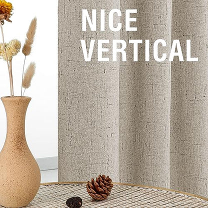 H.VERSAILTEX Faux Linen 100% Blackout Curtains for Bedroom 63 inches Long Thermal Insulated Textured Linen Look Curtain Back Tab/Rod Pocket/Hook Belt Draperies 2 Panels, 52 x 63 Inch，Stone - color: Stone, size: 52"W x 63"L (Pack of 2)
