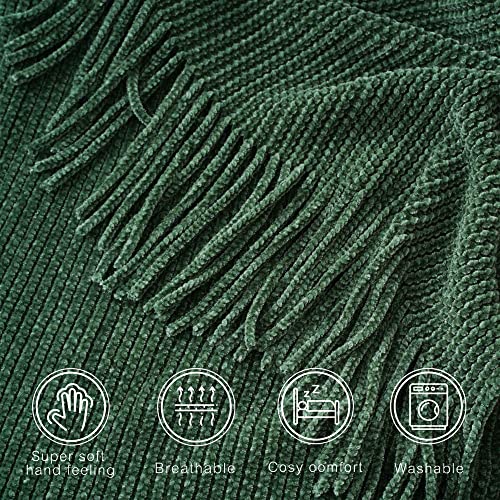 BATTILO HOME Dark Green Throw Blanket for Couch, 50"x60" - color: Dark Green, size: 50 x 60 in.