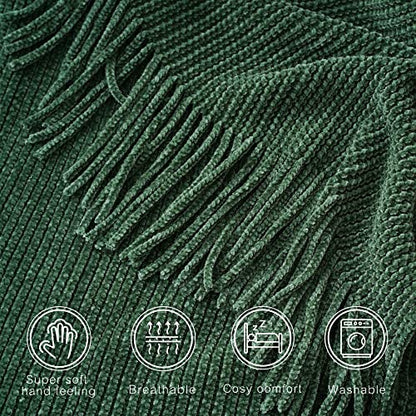BATTILO HOME Dark Green Throw Blanket for Couch, 50"x60" - color: Dark Green, size: 50 x 60 in.