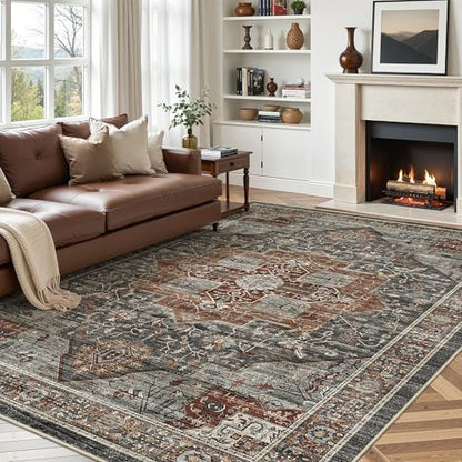 Roxstand 6x9 Washable Area Rug, Non Slip Living Room Rug Grey/Brown/Tan - color: Grey/Brown/Tan, size: 6' x 9' (Rectangular)