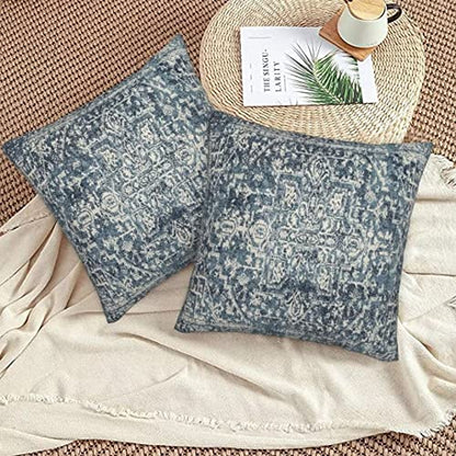 Navy Blue Carpet Pattern Boho Pillow Covers 18x18 Set of 2 - color: Navy Blue1, size: 18" x 18" (Pack of 2)
