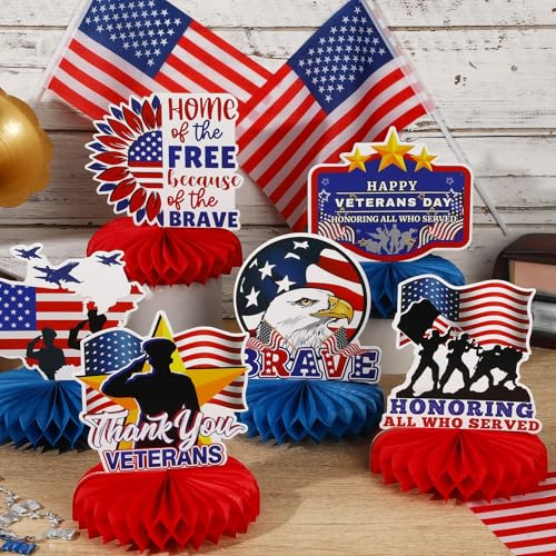10 Pcs Veterans Day Honeycomb Centerpieces for Table Decorations - style: Veterans Day Style