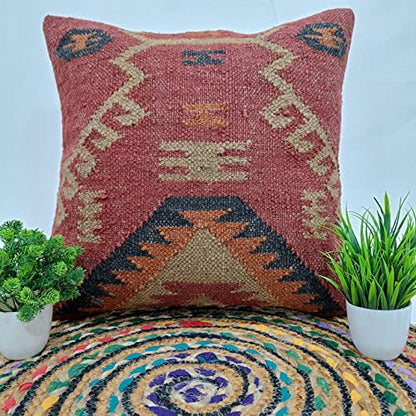 Trade Star 70% Jute 30% Wool Throw Pillow Cushion Cover 18x18 - color: Pattern 2