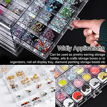 YUFONG Earring Storage Box Organizer 5 Drawers with 120 Small Compartments - color: Clear