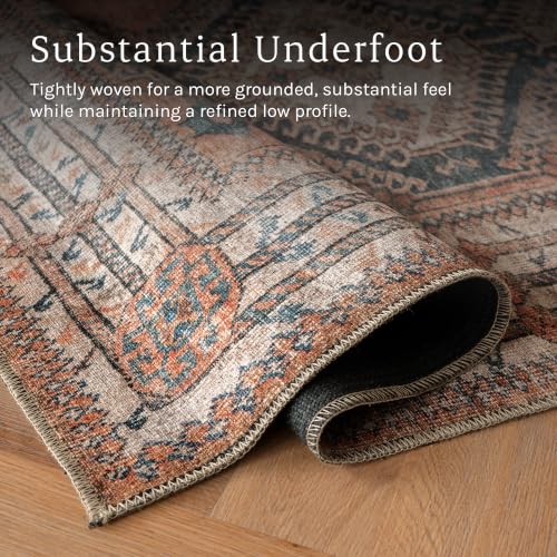 Knot Tangelo 2'6" x 8' Orange & Blue Runner Rug - Persian-Inspired Design - size: 2'6" x 8' (Rectangular)