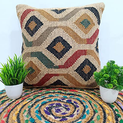 Trade Star 70% Jute 30% Wool Throw Pillow Sham 18x18 - color: Pattern 1