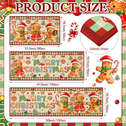 Fourluoo 3 Pcs Christmas Gingerbread Man Kitchen Rug Set - color: Vibrant Colors