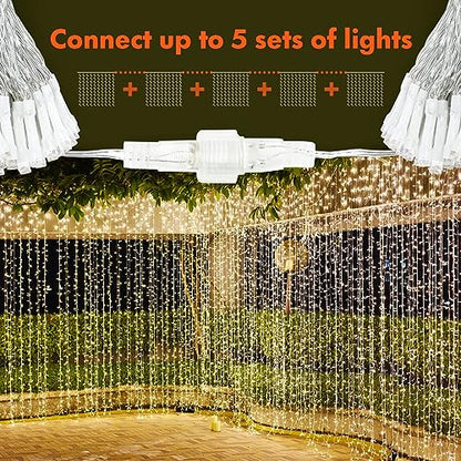 Twinkle Star 300 LED Window Curtain String Lights, Warm White, 2 Pack - color: *Warm white, size: 300 LED-2PACK