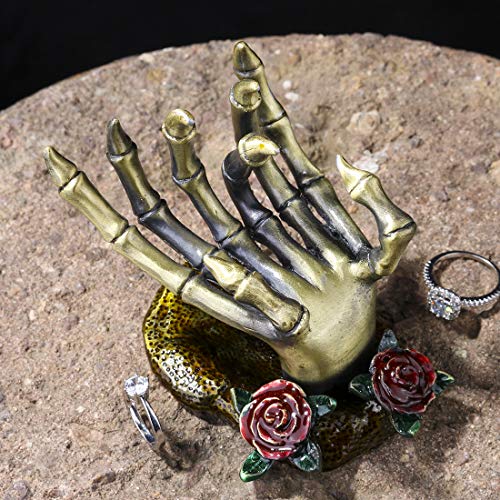 YU FENG Gothic Skeleton Hand Jewelry Holder Ring Necklace Display Stand - style: Rose Skeleton Hand