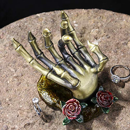 YU FENG Gothic Skeleton Hand Jewelry Holder Ring Necklace Display Stand - style: Rose Skeleton Hand