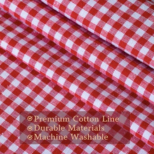 Farmhouse Valance Curtains, Cotton Kitchen Valance Rustic Style Window Valance Half Curtain for Living Room Bathroom Cafe, Rod Pocket, Red White Gingham Plaid, 59 X 20 Inch - color: Red White Gingham Plaid, size: 59"W x 20"L (Pack of 1)