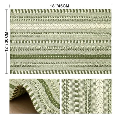 Artoid Mode Army Green Woven Braided Stripe Placemats Set of 6-12x18 Inch - color: Army Green, size: 12" x 18", 6 Pcs