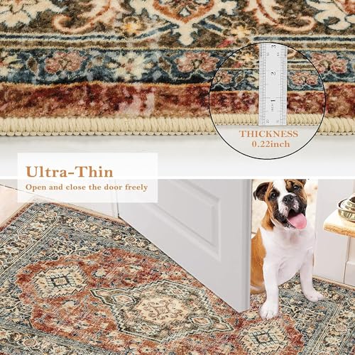 Lahome Oriental Hallway Runner Rug Non Slip, 2.5x8 Kitchen Washable Runner - color: Brick Red, size: 2.5' x 8' (Runner)