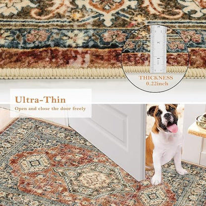 Lahome Oriental Kitchen Runner Rug Non Slip, 2x5 Washable Hallway Runner - color: Brick Red, size: 2' x 5' (Runner)