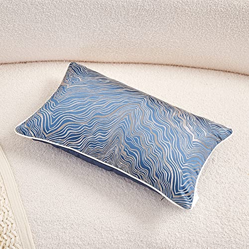 Avigers Lumbar Pillow Cover 12 x 20 Inch, Blue, Rayon Blend, Hidden Zipper - color: Blue, size: 20" x 12" (Pack of 1)