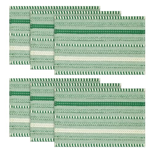 Artoid Mode Emerald Woven Braided Stripe Placemats Set of 6-12x18 Inch - color: Emerald, size: 12" x 18", 6 Pcs