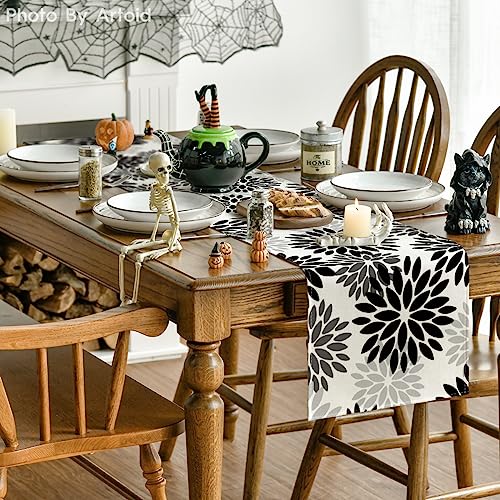Artoid Mode Black Dahlia Halloween Table Runner 13x36 Inch - color: Black/Grey/Silver, size: 13" x 36", Table Runner