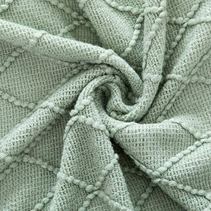 Homiest Aqua Knitted Throw Blanket with Fringe, 50x60 Inch - color: Aqua, size: 50" x 60"
